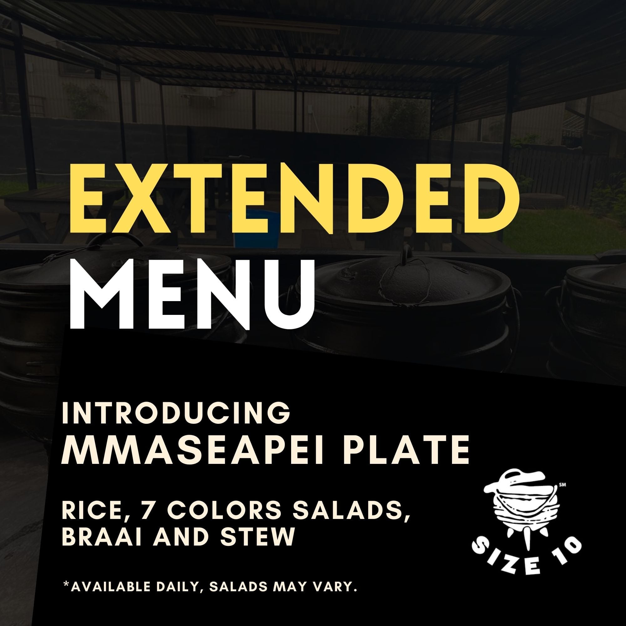 Size 10 - EXTENDED MENU You now have an option of your...