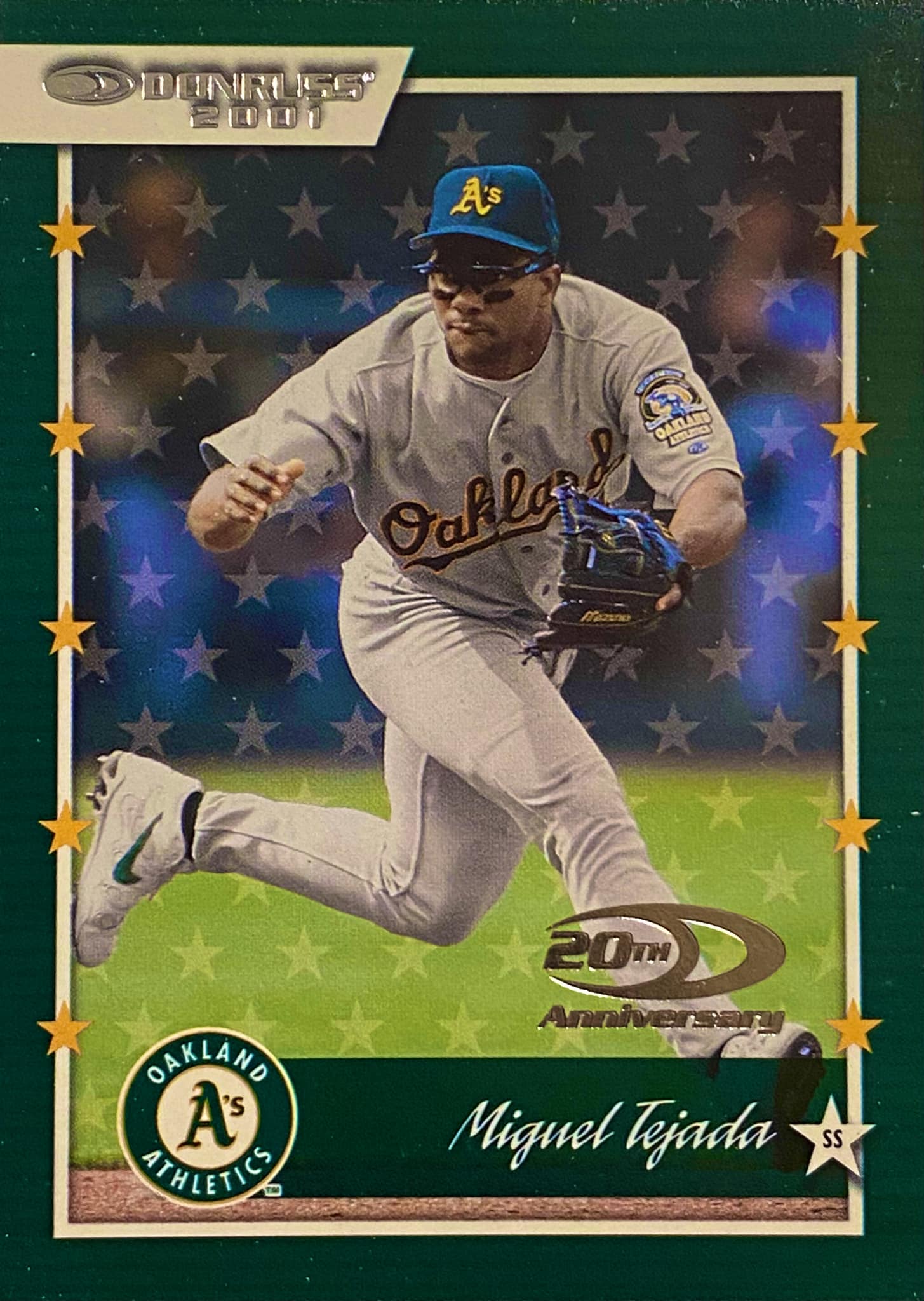 Oakland A's: Miguel Tejada #4 2001 Donruss #140