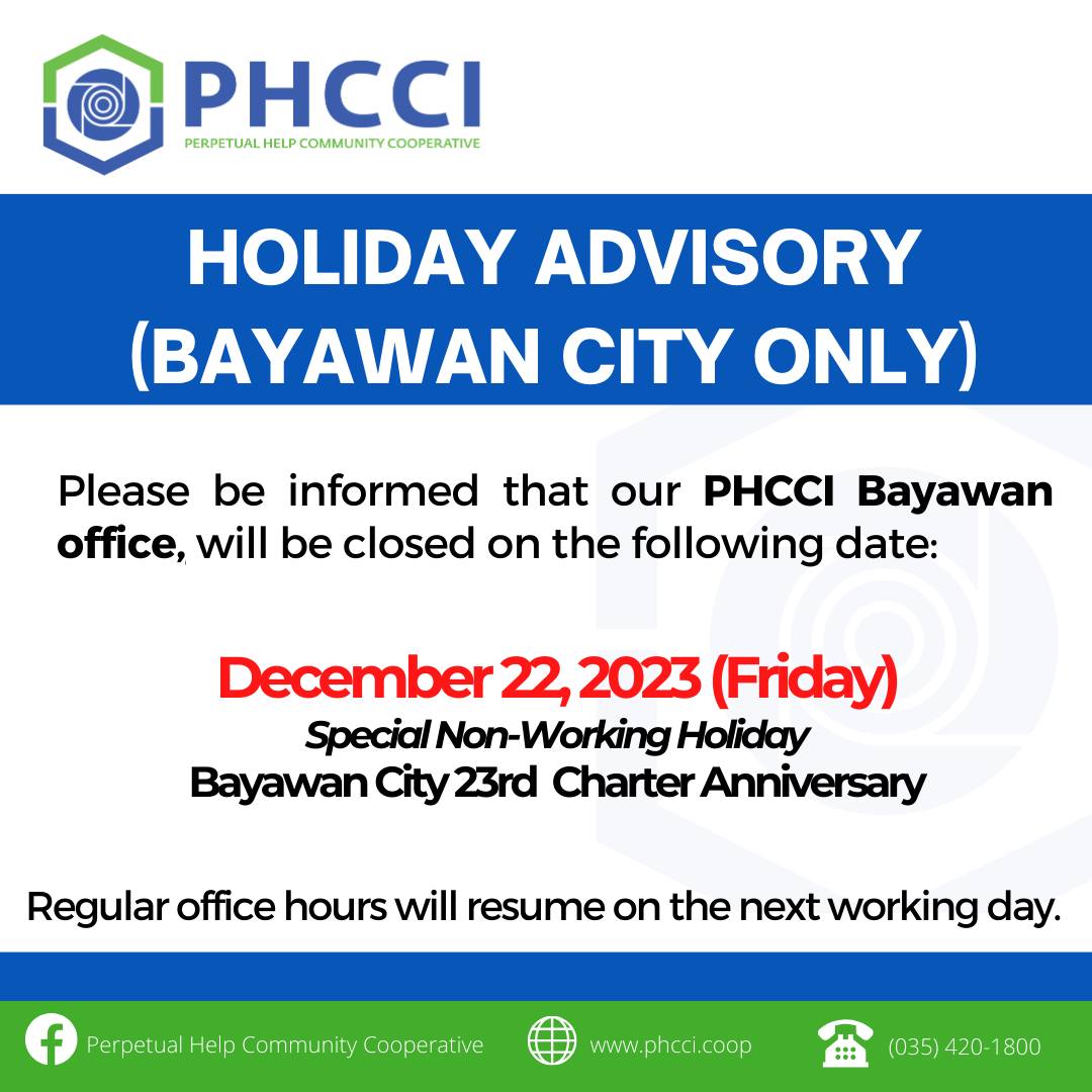 HOLIDAY... - Perpetual Help Community Cooperative (PHCCI) | Facebook