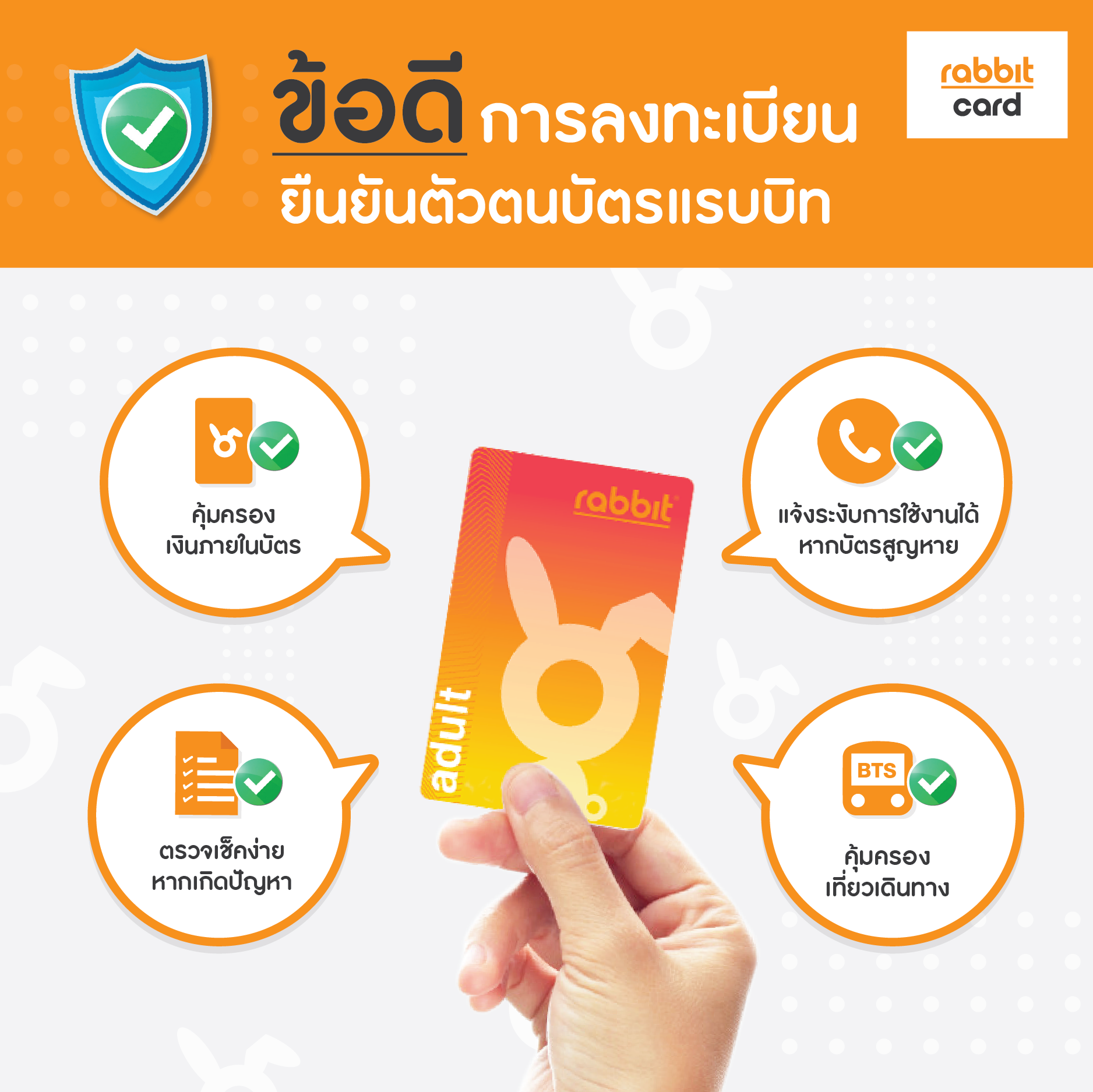 Rabbit Card - ข้อดีของการลงทะเบียนยืนยันตัวตน #บัตรแรบบิท... | Facebook