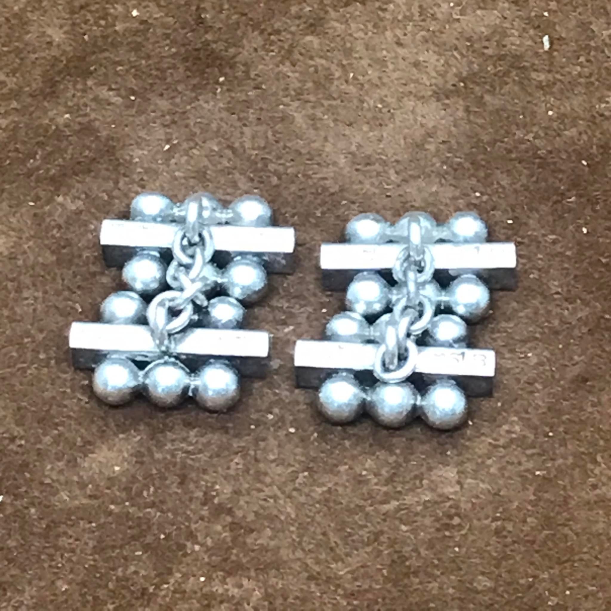 Sterling silver chained cufflinks by Georg Jensen