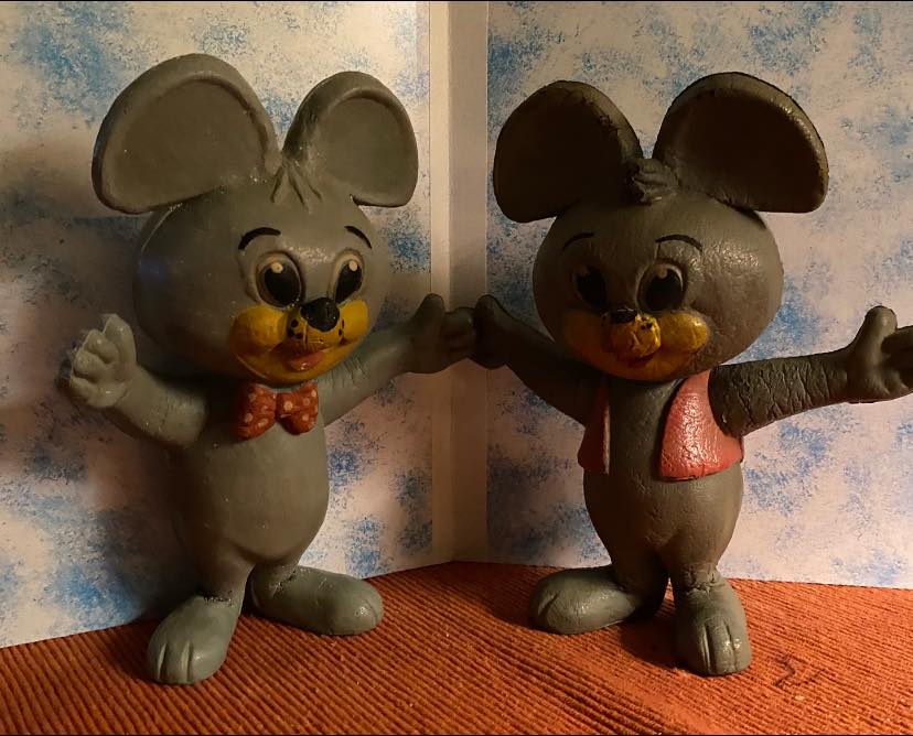 Rare 1960s Pixie and Dixie foam figures by Bendy Toys