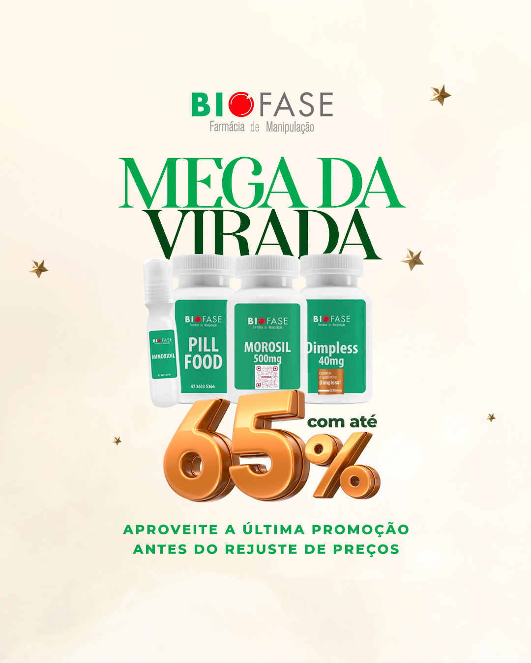 Eu ouvi 65% off? 🙀 ... - Biofase Farmácia de Manipulação