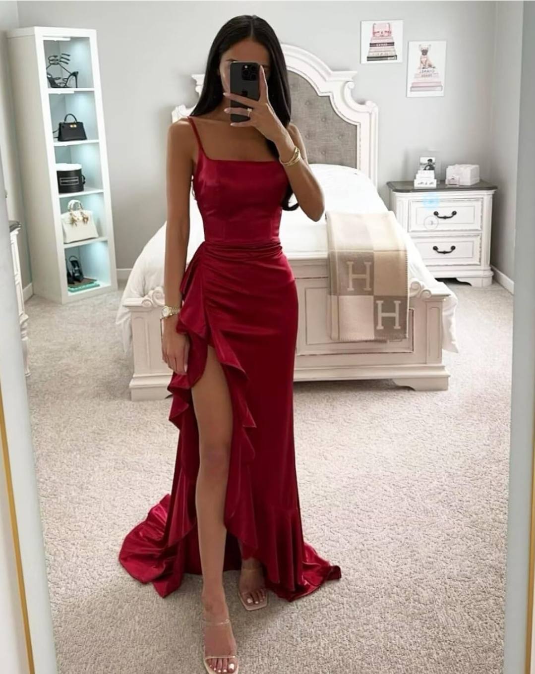 ruched maxi dress Ali winter wedding dress Kiss of Love Backless tone chain straps for Size:x-small