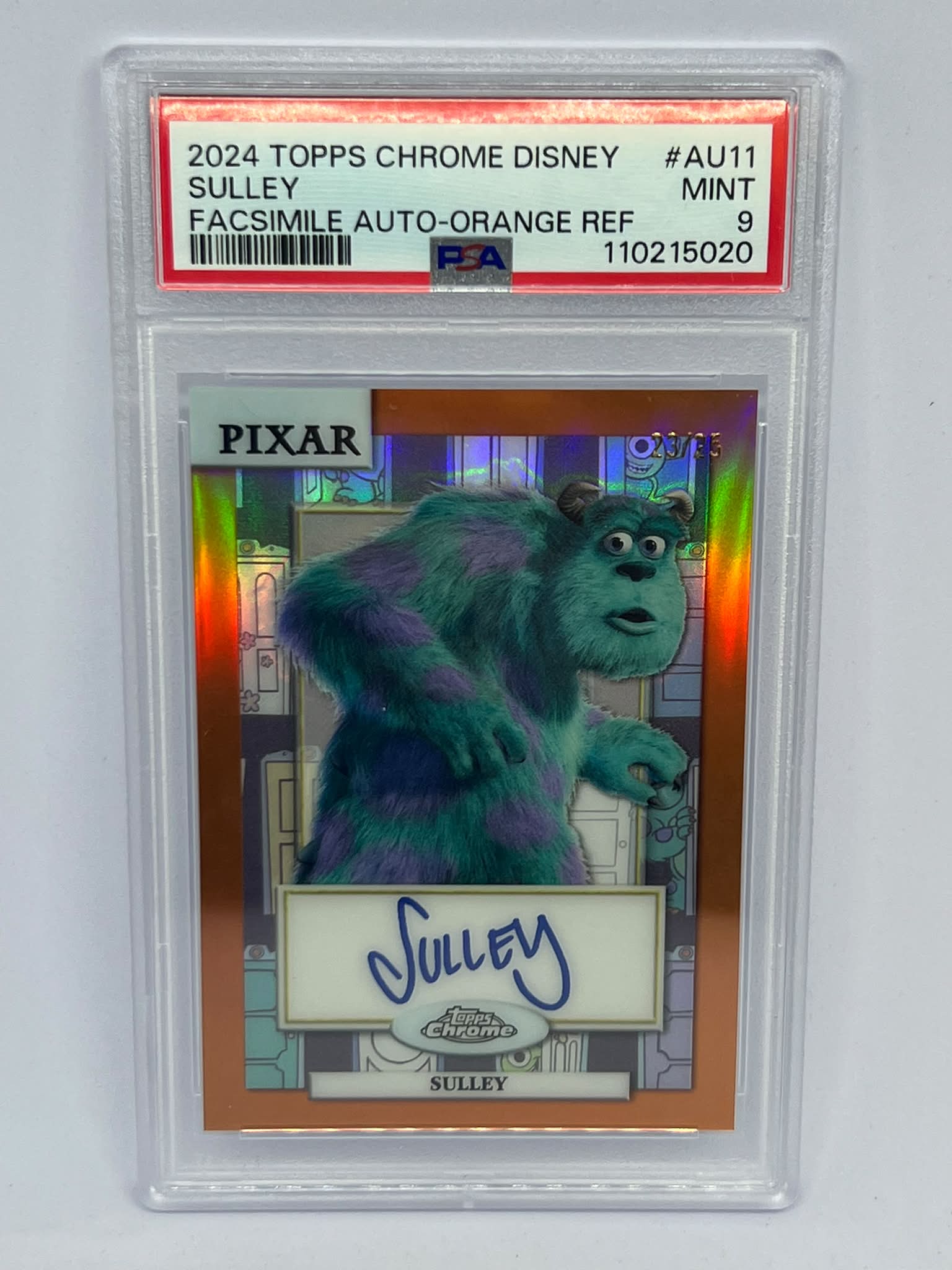 2024 Topps Chrome Disney True Orange Sulley Auto PSA 9 for sale at