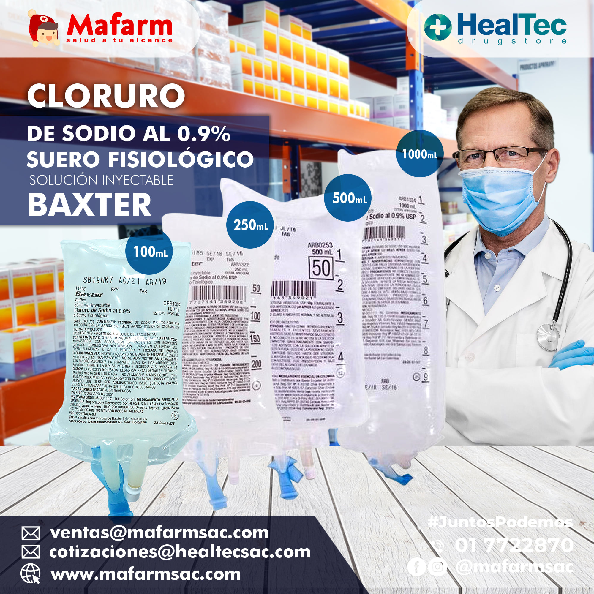 Mafarm - CLORURO DE SODIO AL 0.9% SUERO FISIOLÓGICO SOLUCIÓN INYECTABLE ...