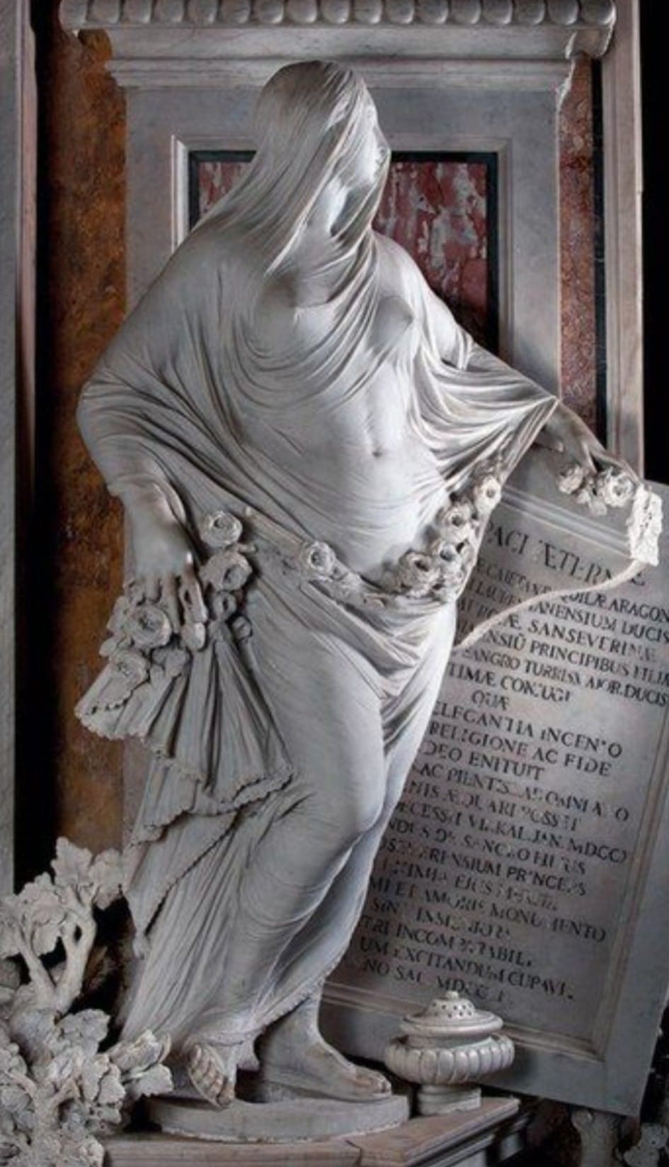 Modesty statue by Antonio Corradini in Naples Italy
