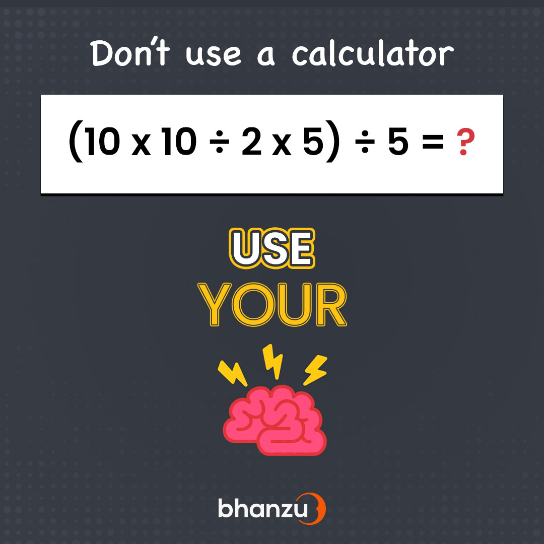 Bhanzu - #Wednesday Math Challenge! Solve this without a... | Facebook