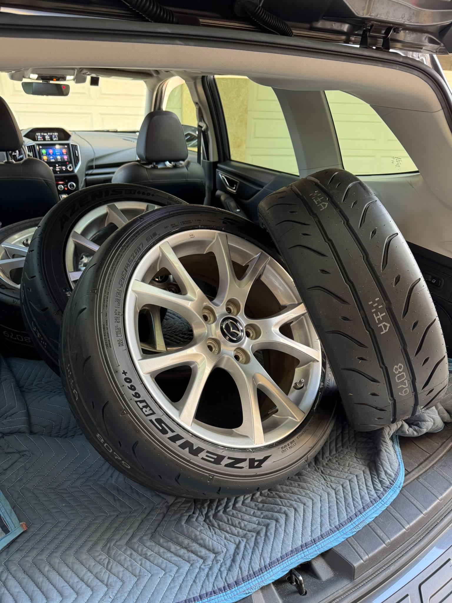 Falken RT660+ 215/45 tires on stock 17x7 Mazda MX5 NC wheels for