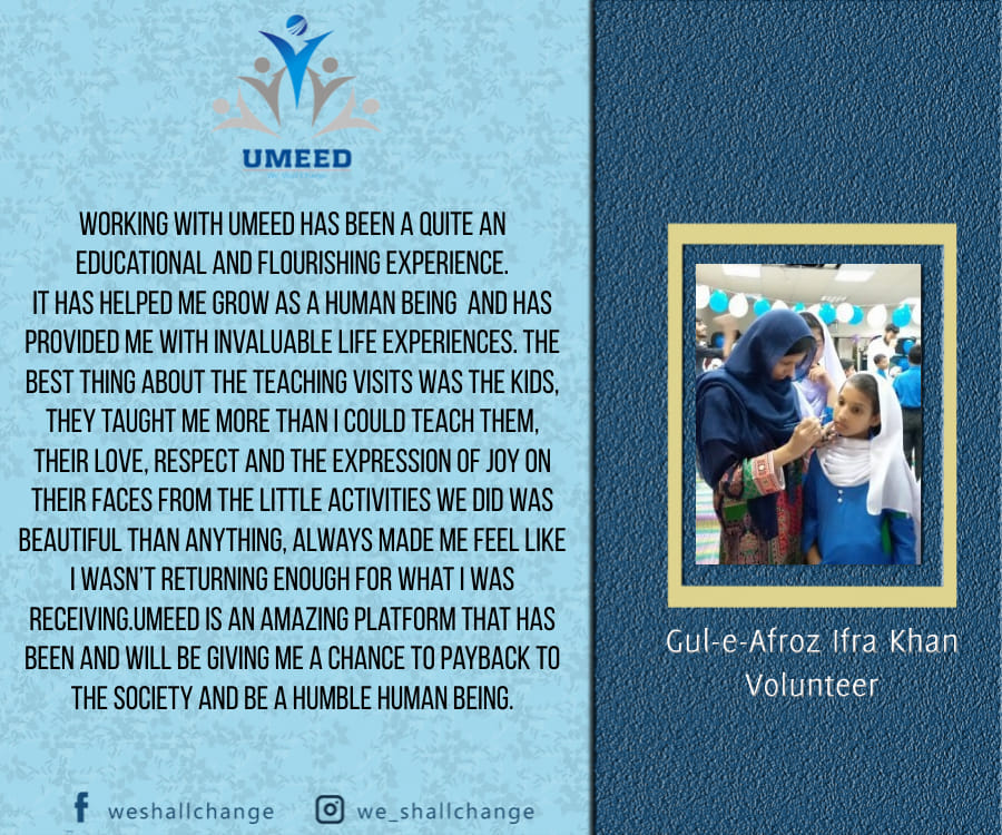 UMEED - The process of acknowledgments of UMEED Volunteers...