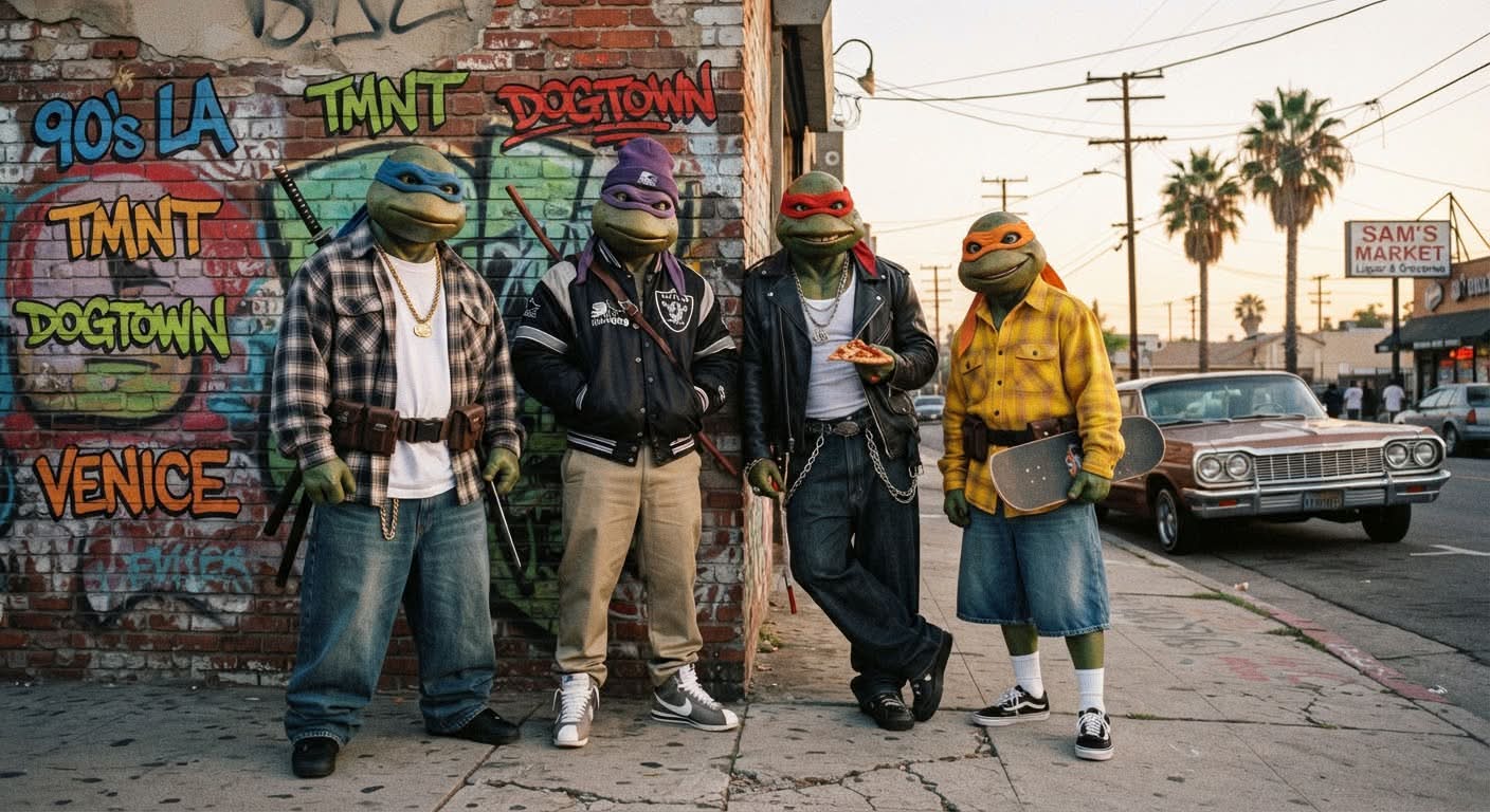 ninja Turtles 90s California gangster 90s A IMNT MNTDOCTON ซรัด
