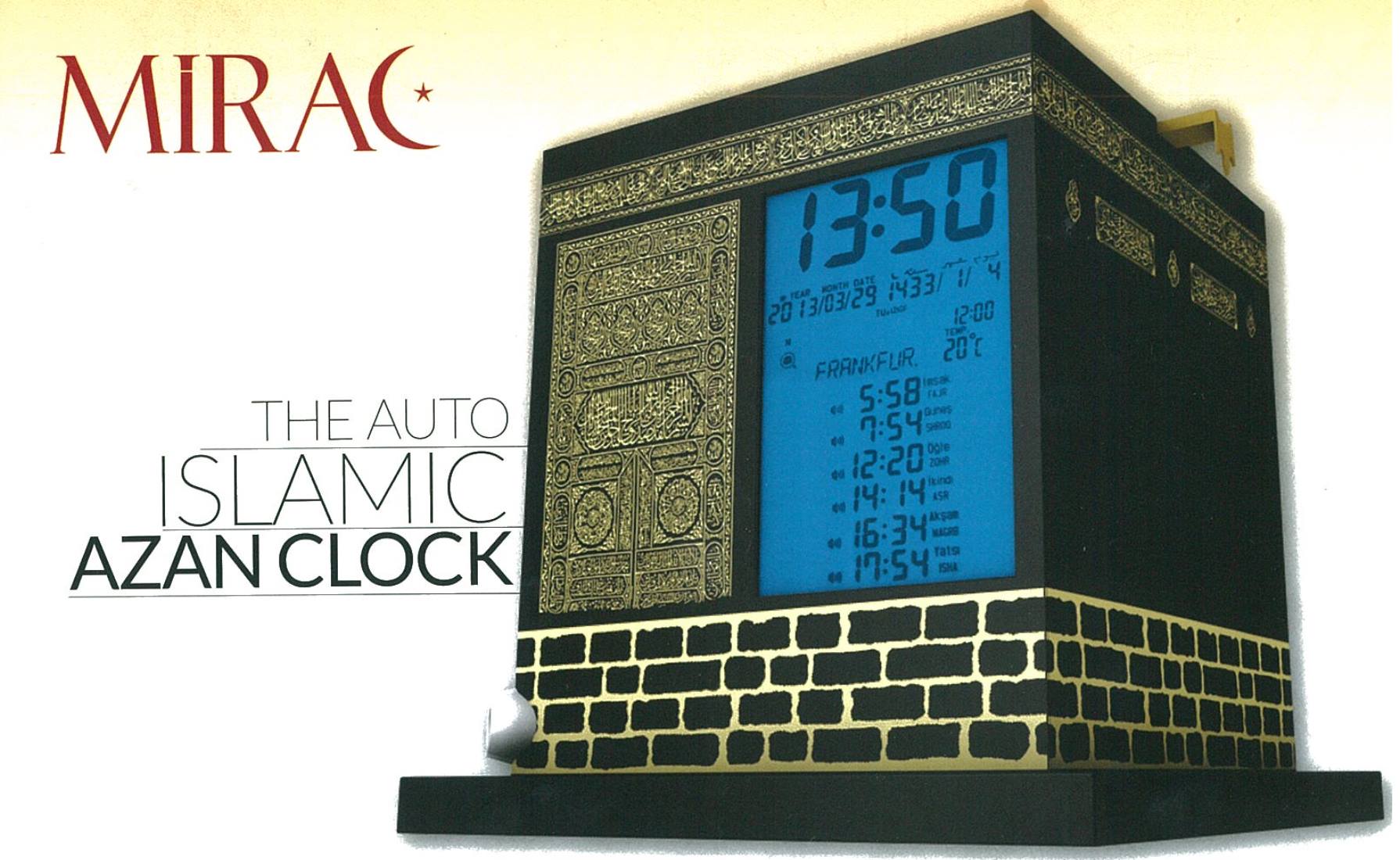 Horloge Kaaba Ezan Saati MIRAC - Azan 5x Villes, Quran Et Prières (sans Quran Complet)