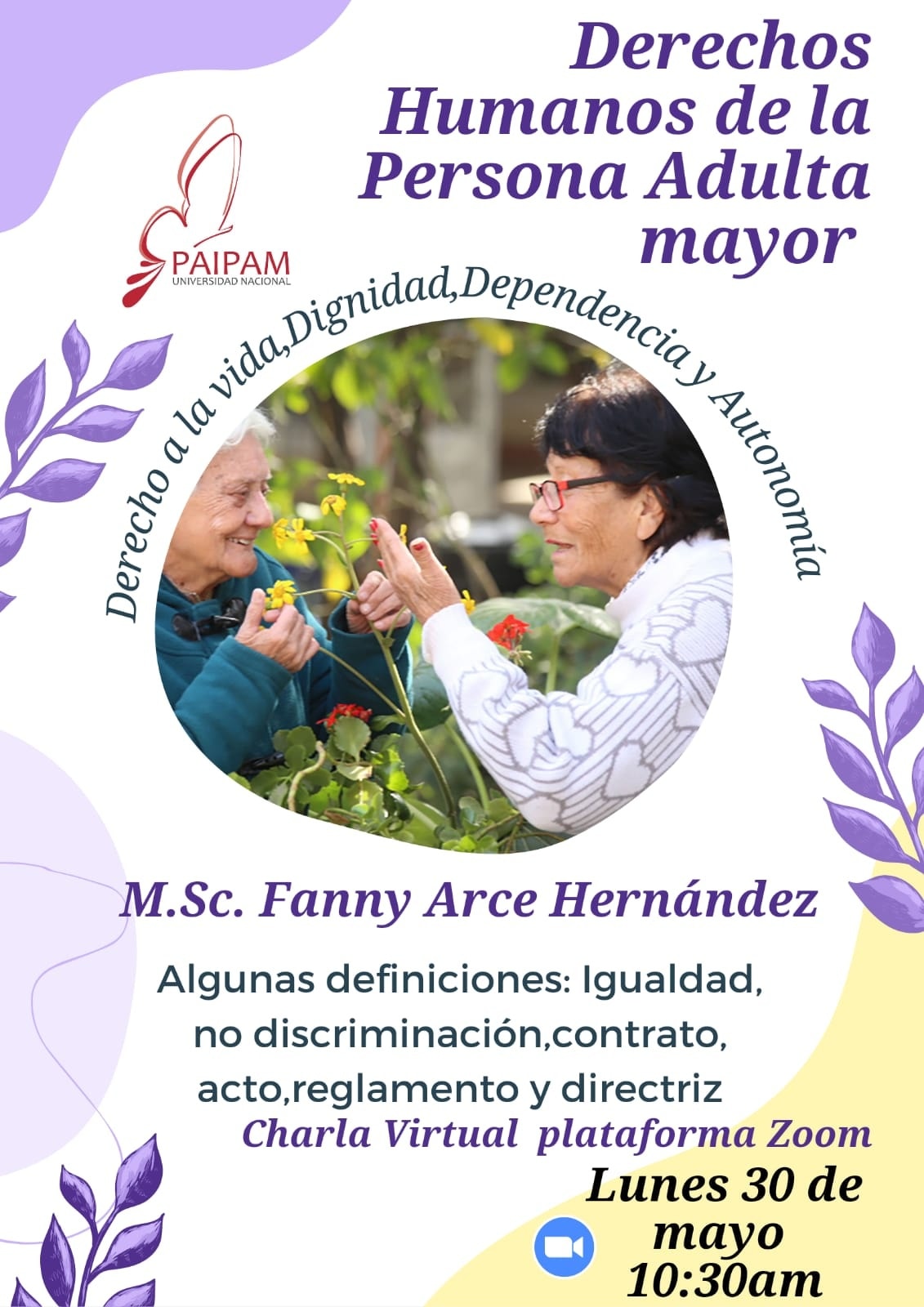 CONAPAM - PAI PAM de UNA, invita a la charla DERECHOS...