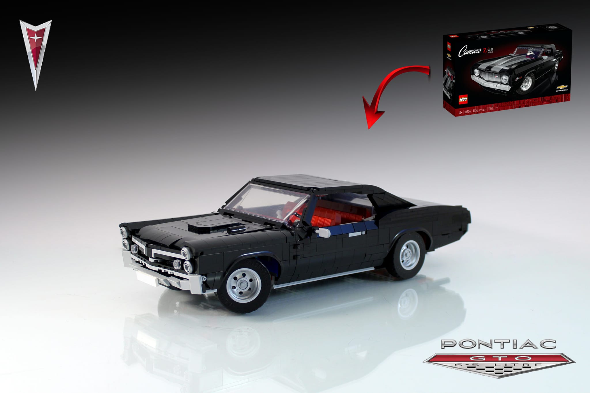 Custom 1960s Pontiac GTO LEGO Model Built from 10304 Set