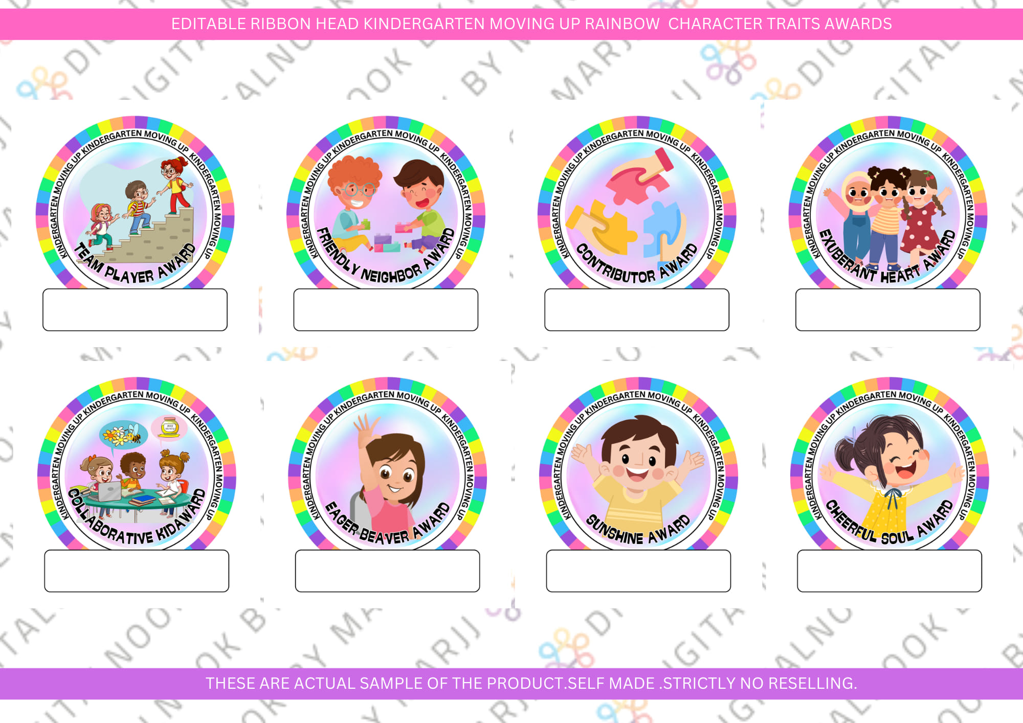 KINDERGARTEN WORKSHEETS & RESOURCES👨‍👩‍👧‍👧 | EDITABLE RIBBON HEADS for ...
