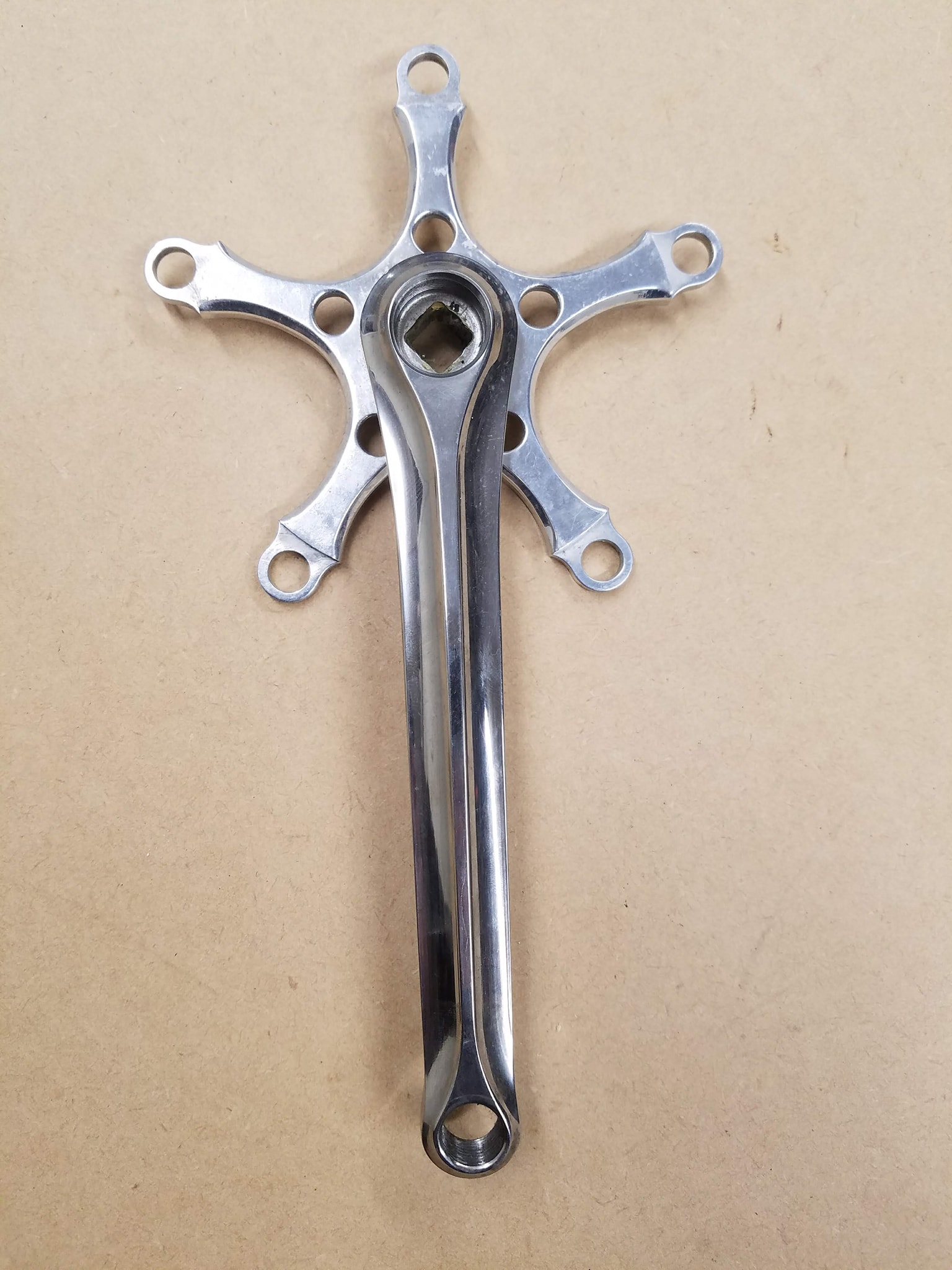 Vintage Syncros Crank-O-Matics crankset with cracked arm