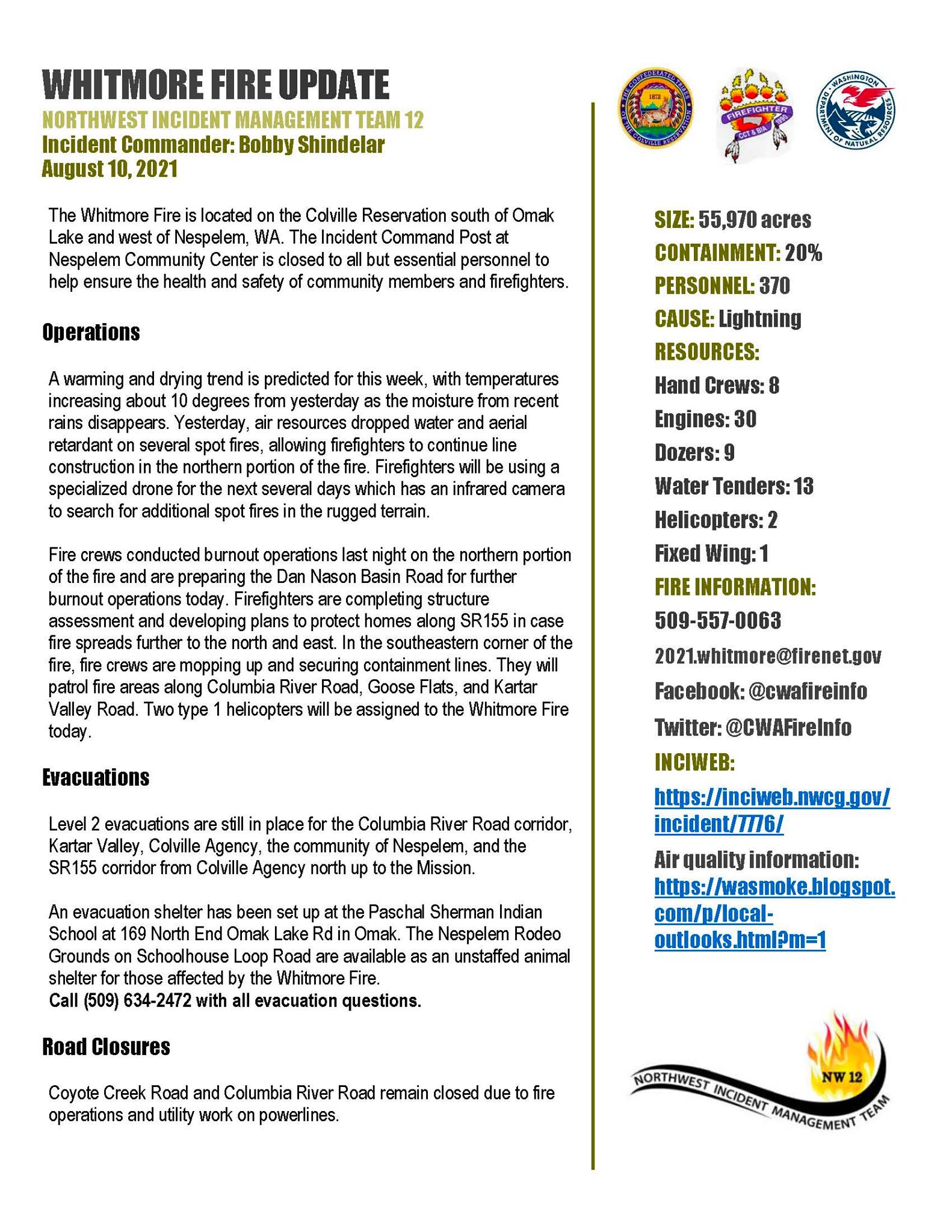 #WHITMOREFIRE UPDATE... - Central Washington Fire Information