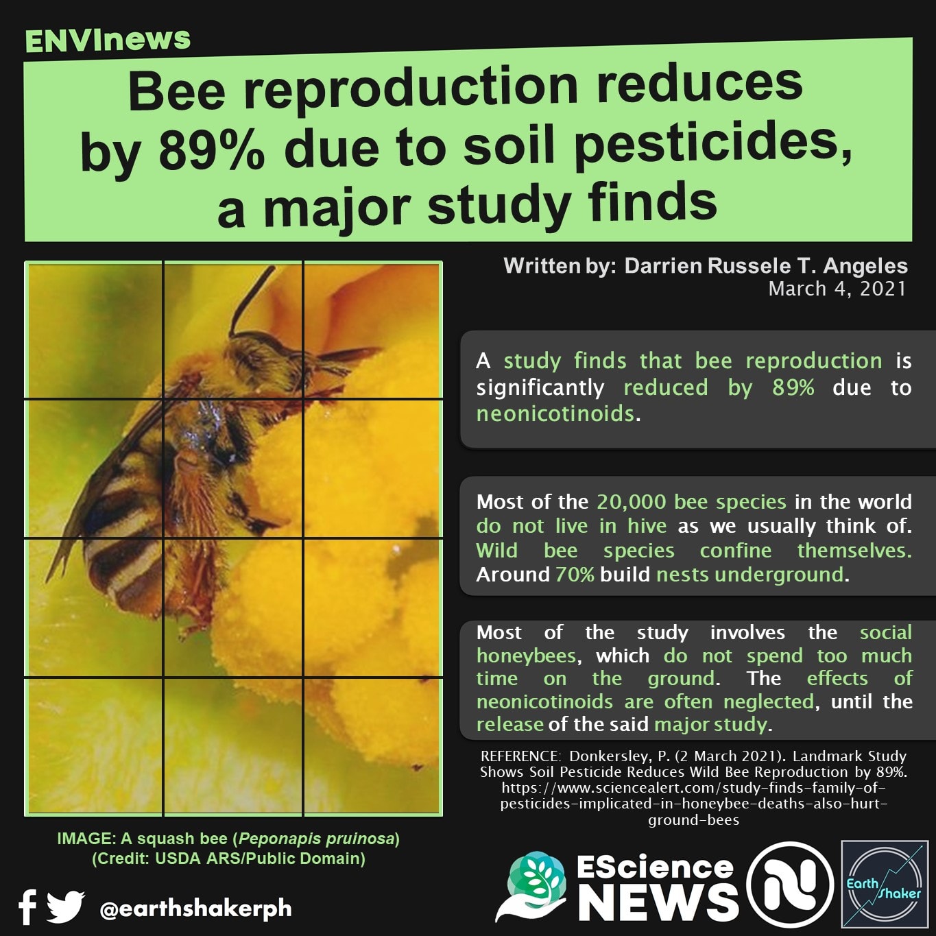 Earth Shaker - #EScienceNews | Bee reproduction reduces by... | Facebook