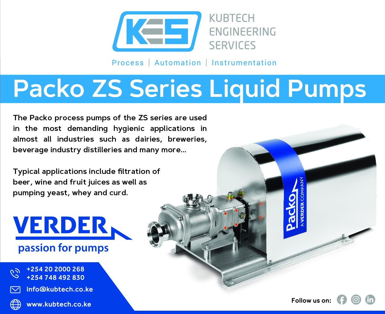 Packo ZS Series pumps are... - Kubtech Engineering Services