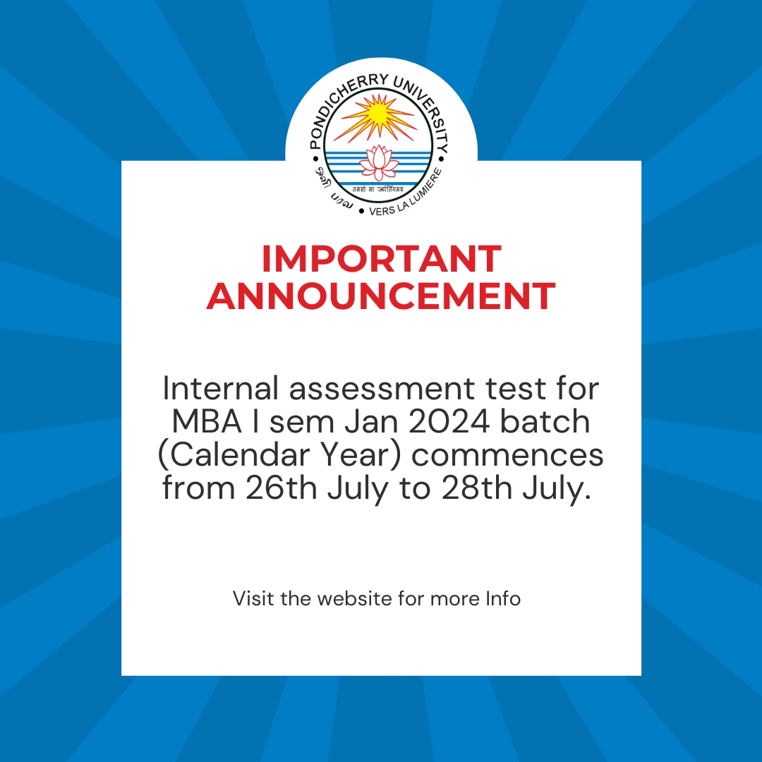 MBA I Semester Internal Assessment Exams for January 2024 batch is here ...