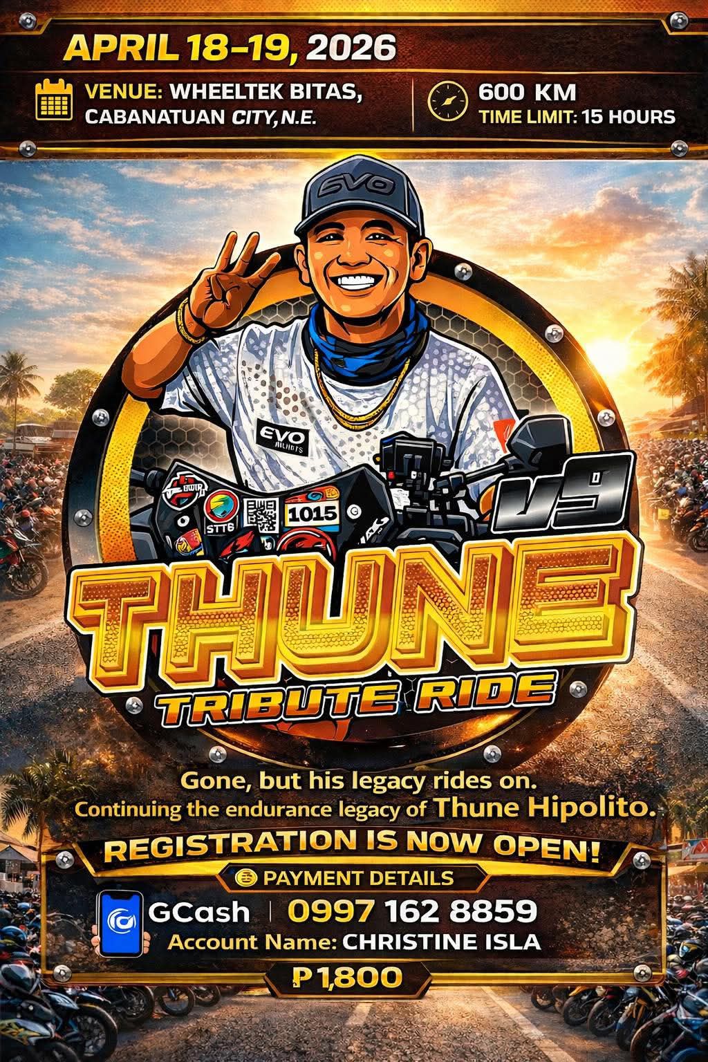 THUNE V9 TRIBUTE RIDE | 𝐓𝐇𝐔𝐍𝐄 𝐕𝟗 𝐓𝐑𝐈𝐁𝐔𝐓𝐄 𝐑𝐈𝐃𝐄 | Facebook