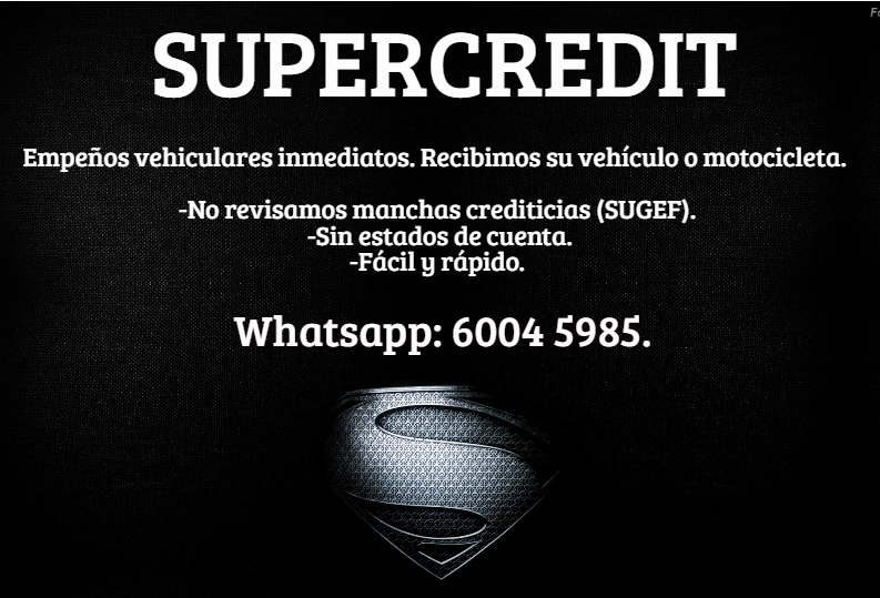 Supercredit: Empeños vehiculares al instante | Heredia