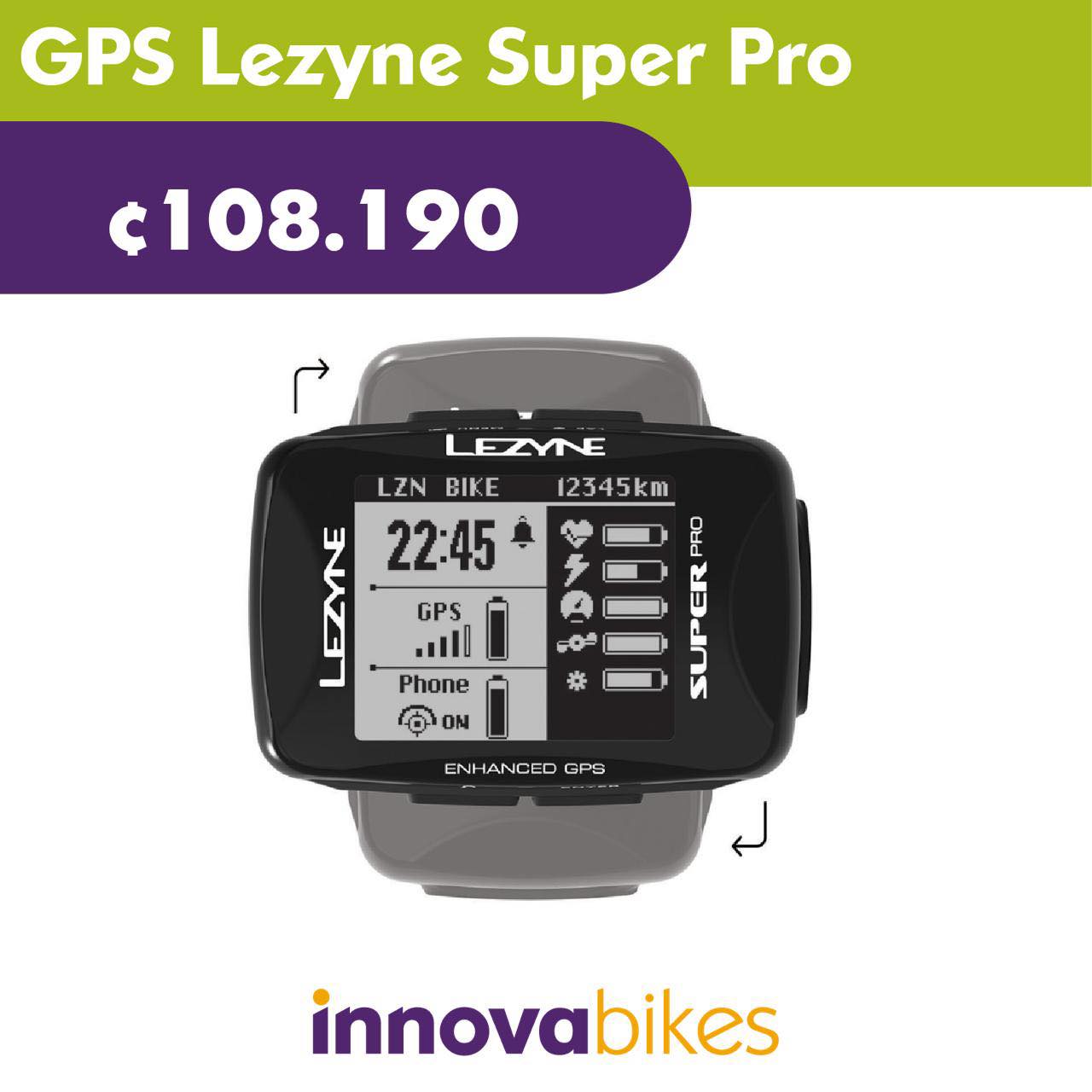 Innova Bikes Costa Rica - GPS LEZYNE SÚPER PRO El ciclocomputador Super ...