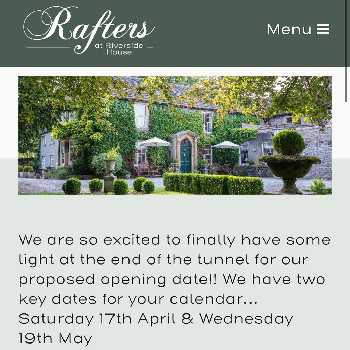 💚🌳☀️RESERVATIONS ARE NOW... - Rafters at Riverside House | Facebook