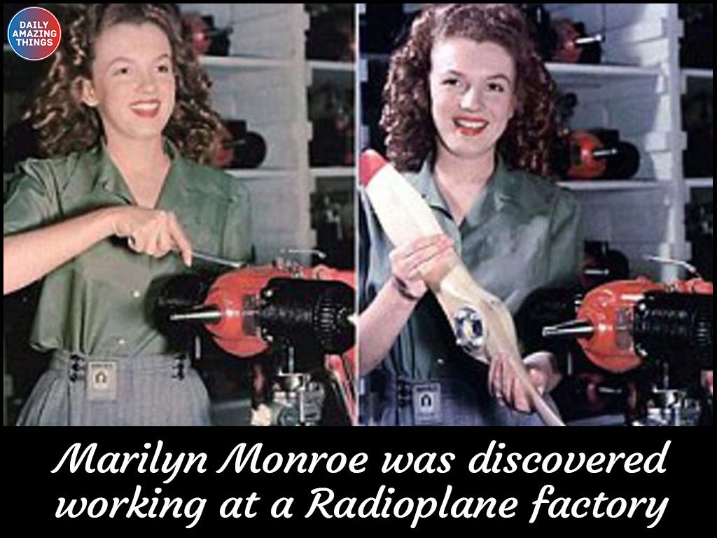 Early photos of Marilyn Monroe working in a military factory in