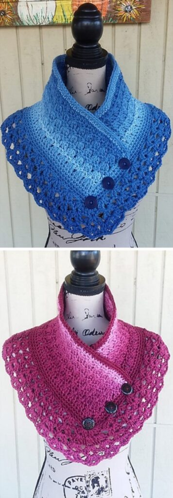 crochet Mandala pom neck warmer