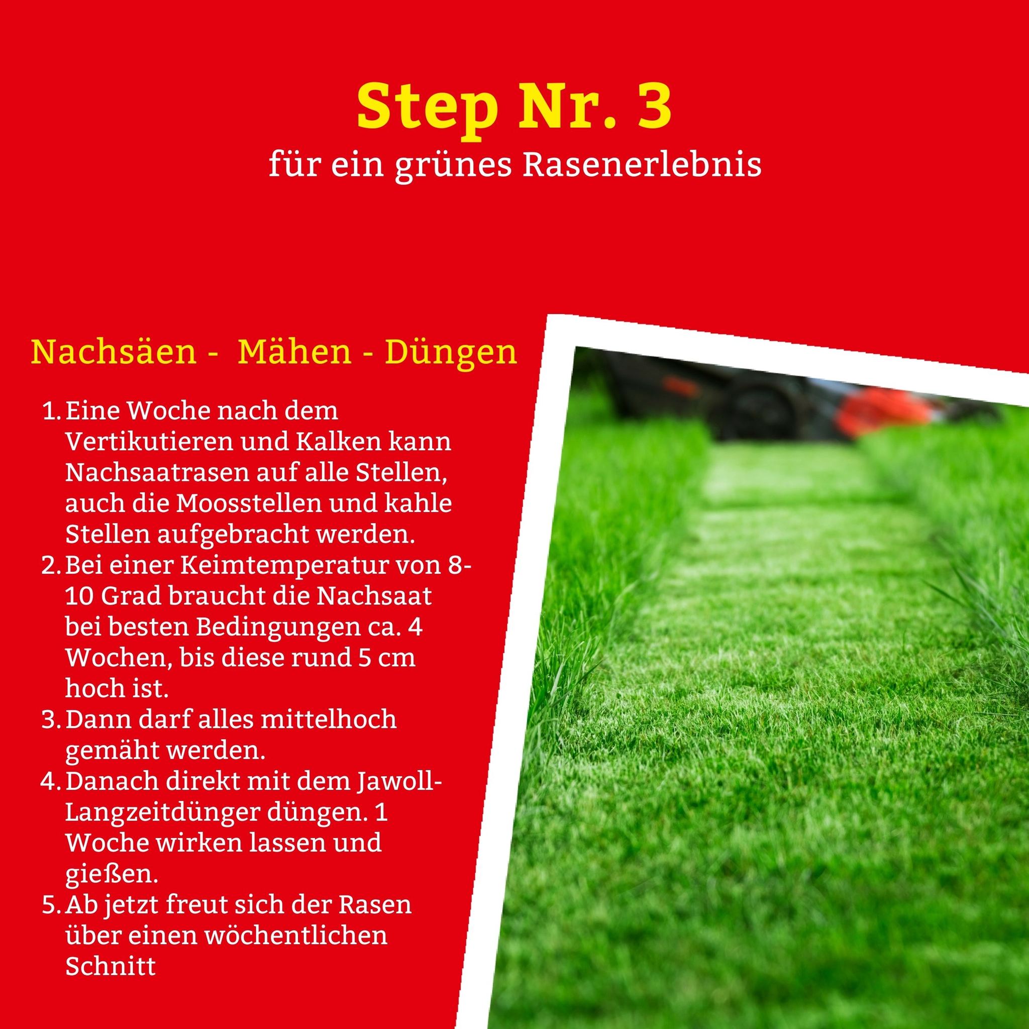 Last but not least 🤌-- Im letzten Step brauchen wir ein wenig Geduld ⏰, denn nun benötigt der Rasen 🌱 nach der Nachsaat etwas Ruhe 🤫. Kleiner Tipp: bei wem der