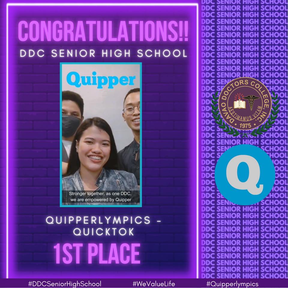 CONGRATULATIONS DDC SHS - 1ST PLACE #QuicktokQuipperlympics To our ...