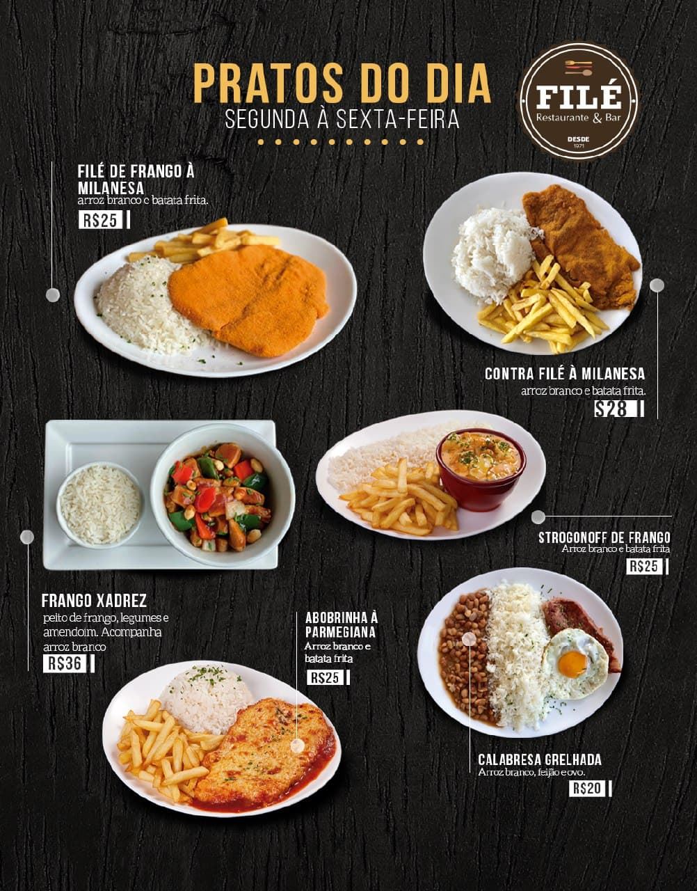 Pratos do Dia: TODAS as opções de... - FILÉ Restaurante & Bar