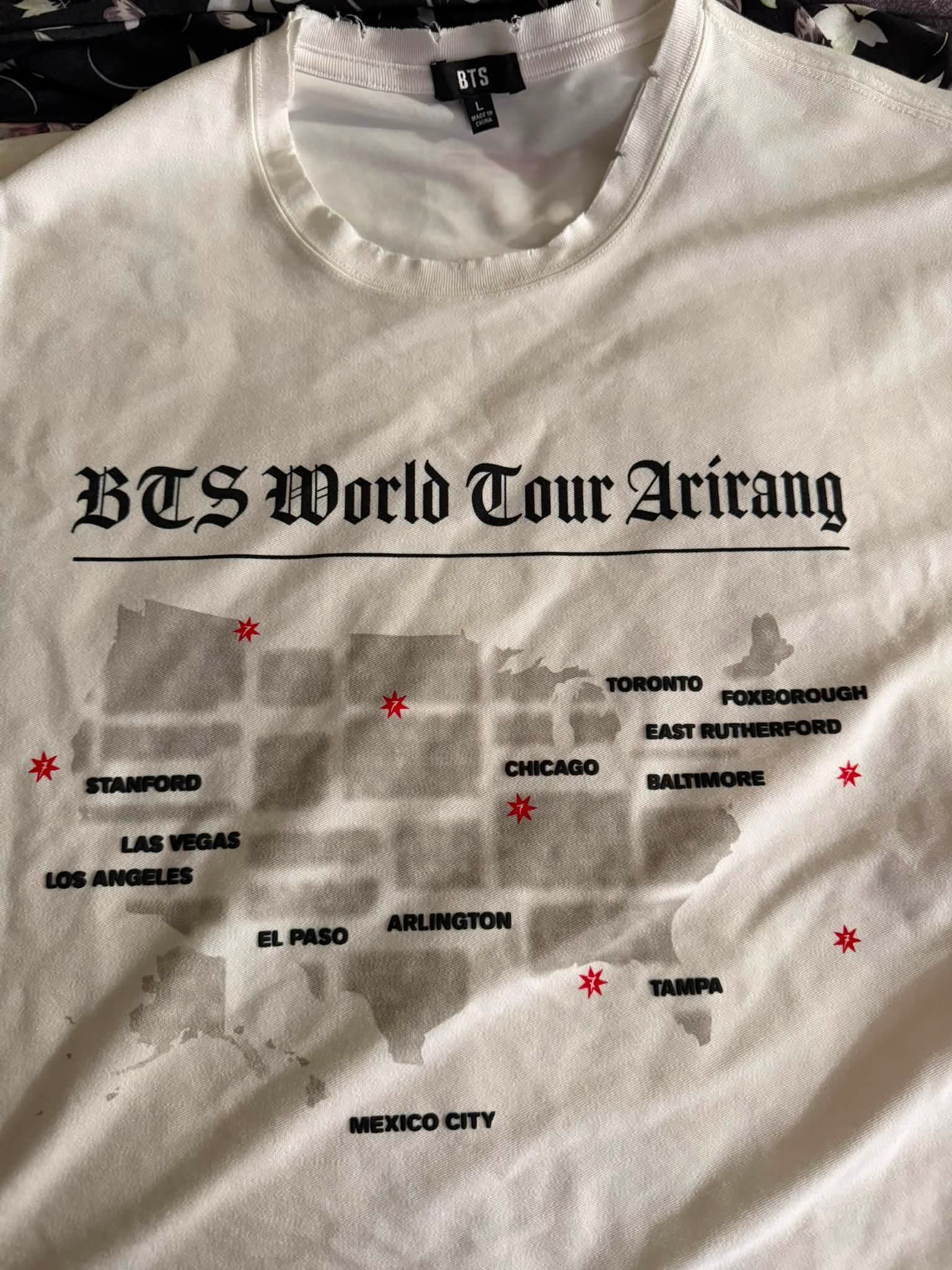 BTS ARIRANG WORLD TOUR Tシャツ FOXBOROUGH　M BTS Arirang World Tour official routing t-shirt for sale in