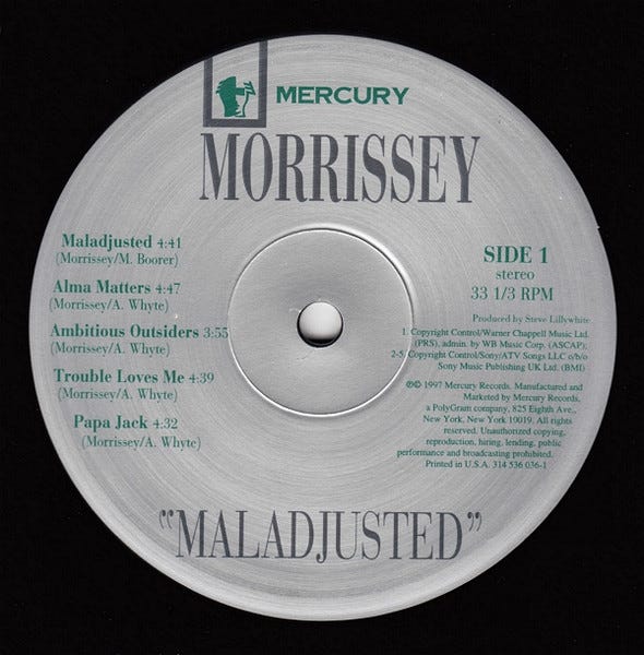 Morrissey Alma Matters 7インチ レコード Morrissey releases Maladjusted album