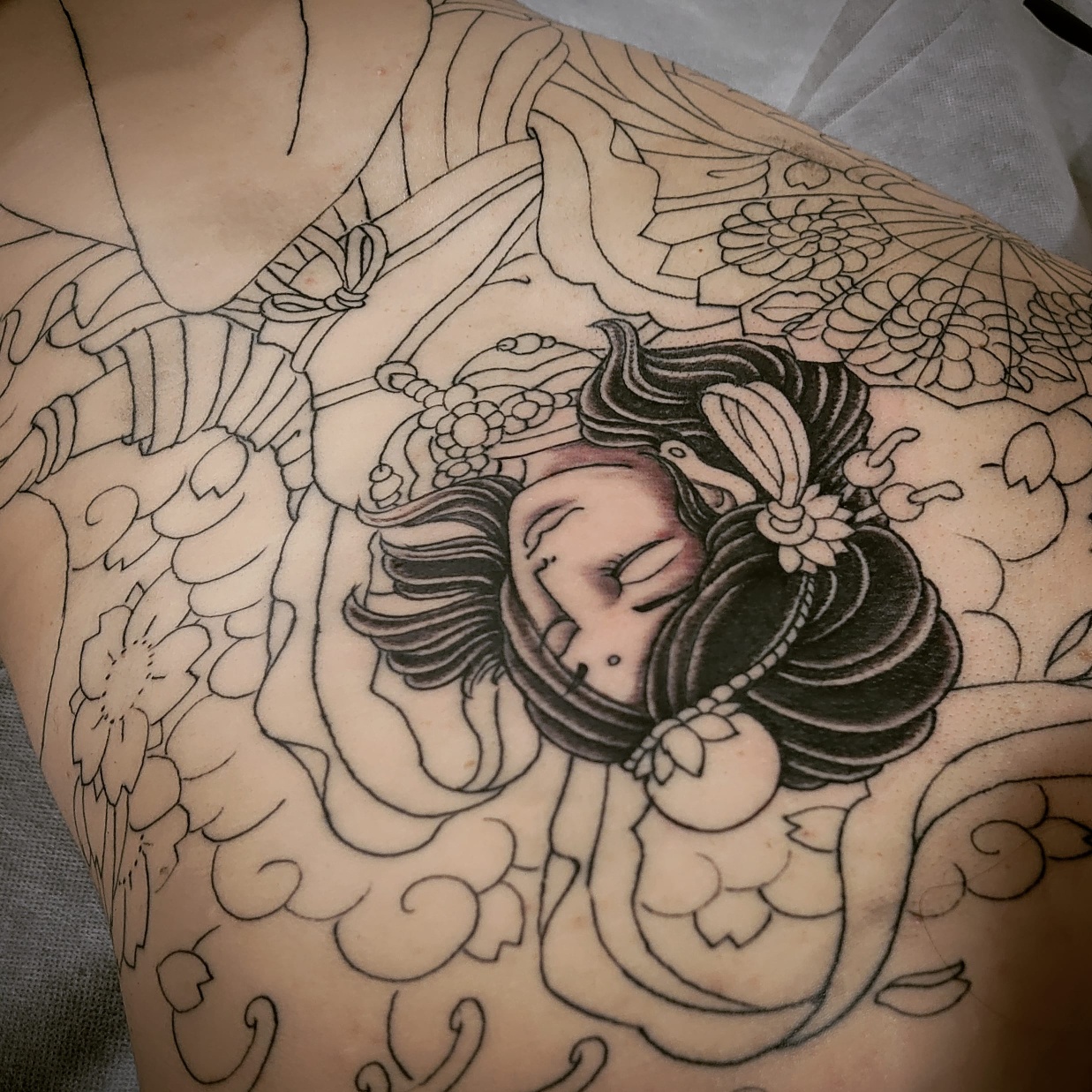 Black - #飛天 #羽衣 #まだ途中 #backpiecetattoo LINE: @blackeyes 