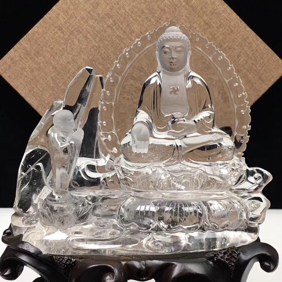 特价🉐️天然白水晶大日如来佛祖摆件，净尺寸16.7/19.5/5.5厘米，加
