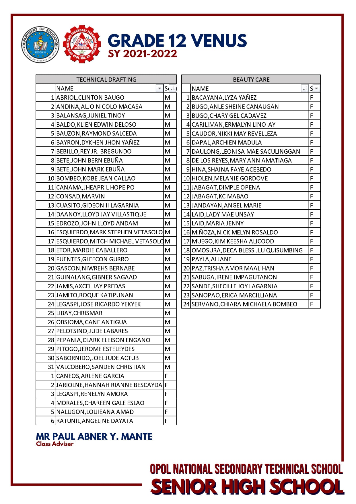ONSTS SHS - Central Student Council