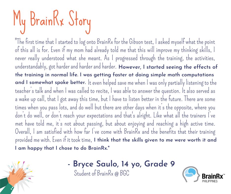 Valuable life lessons from Bryce's... - BrainRx Philippines | Facebook