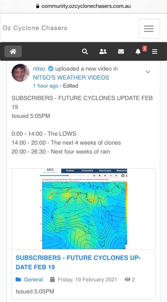 Weather - Future Aussie Cyclones/Month Ahead Update This update along ...