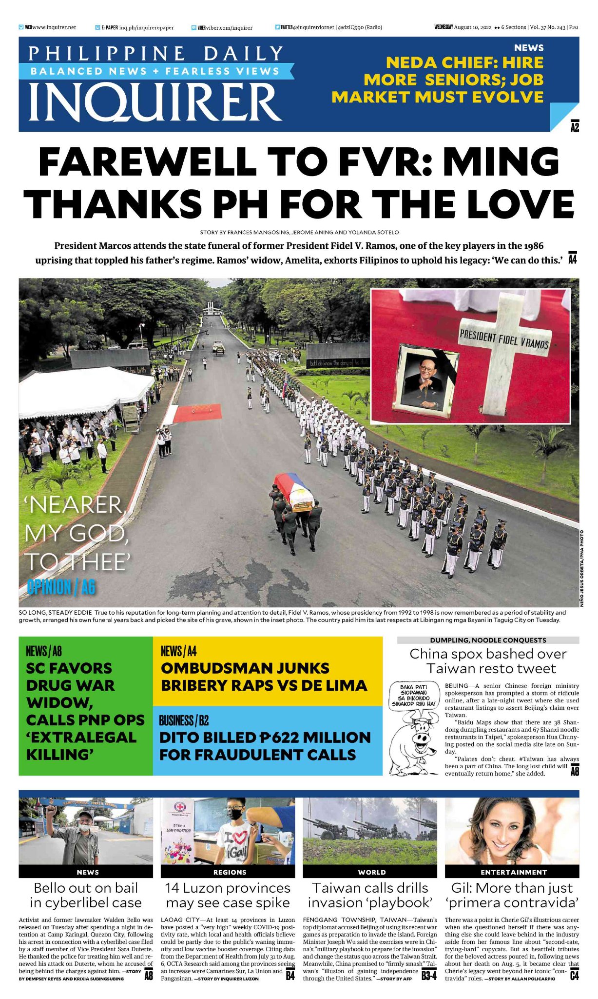 INQUIRER.net - Today's Inquirer front page (August 10,...
