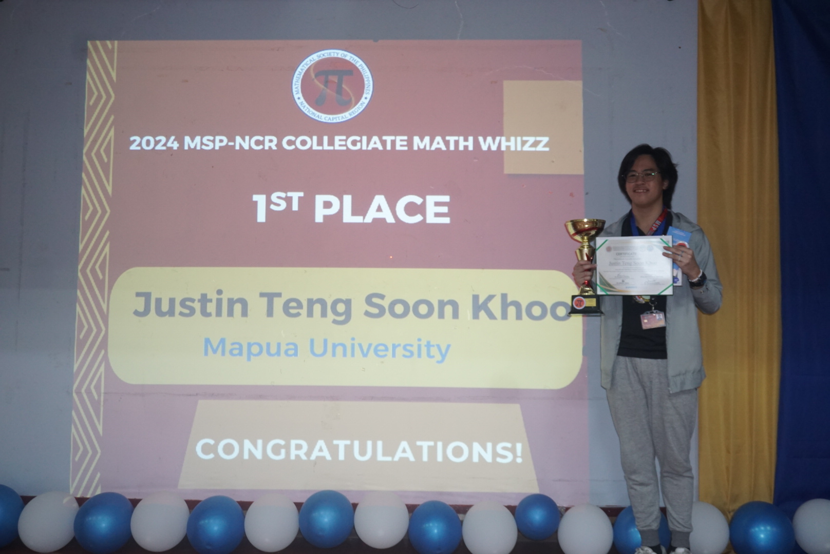 Congratulations to Justin... - Mapúa Mathematics Department