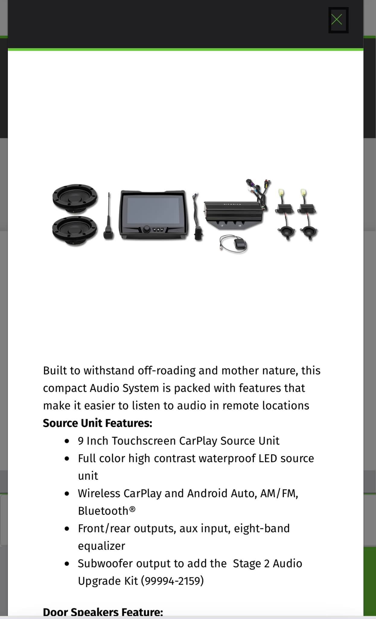 Is the 9-inch touchscreen audio system available for 2027 Kawasaki