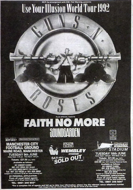 Guns N' Roses on June 13th, 1992