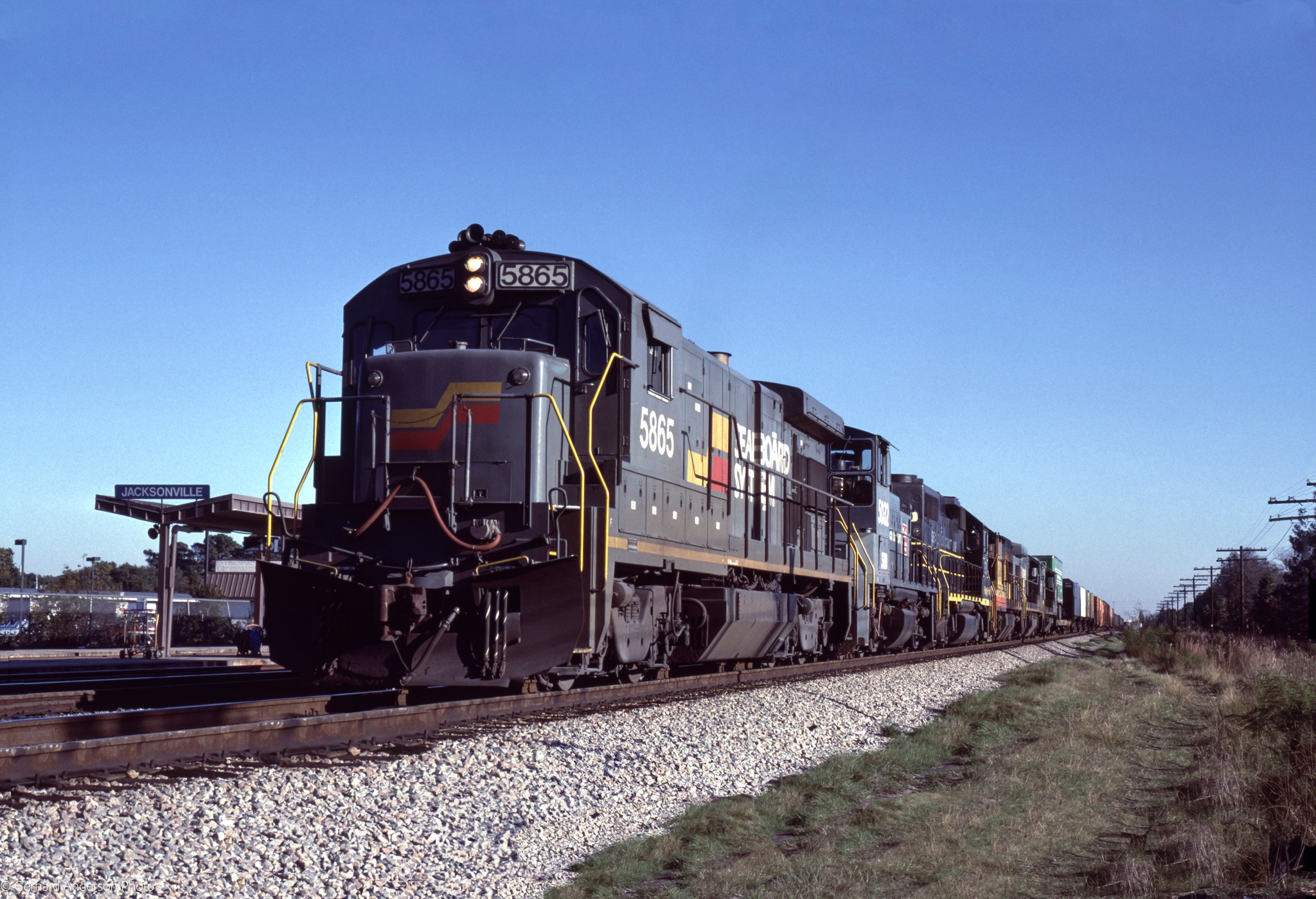 Early CSX trains with various paint schemes