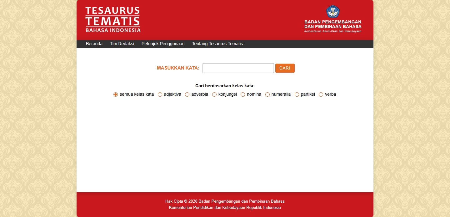Tesaurus Tematis Bahasa Indonesia Daring* *#SahabatPerpusdikbud 