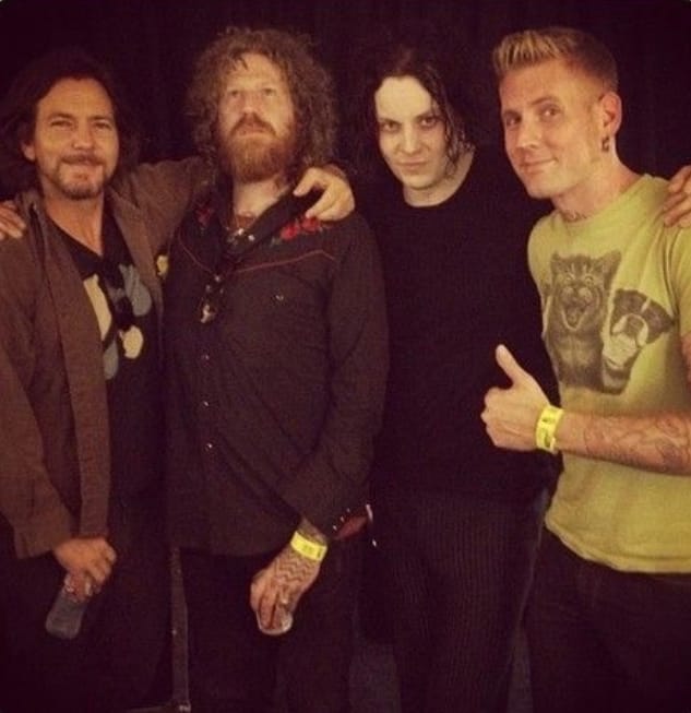 Pearl Jam's Eddie Vedder with Jack White and Mastodon's Brent