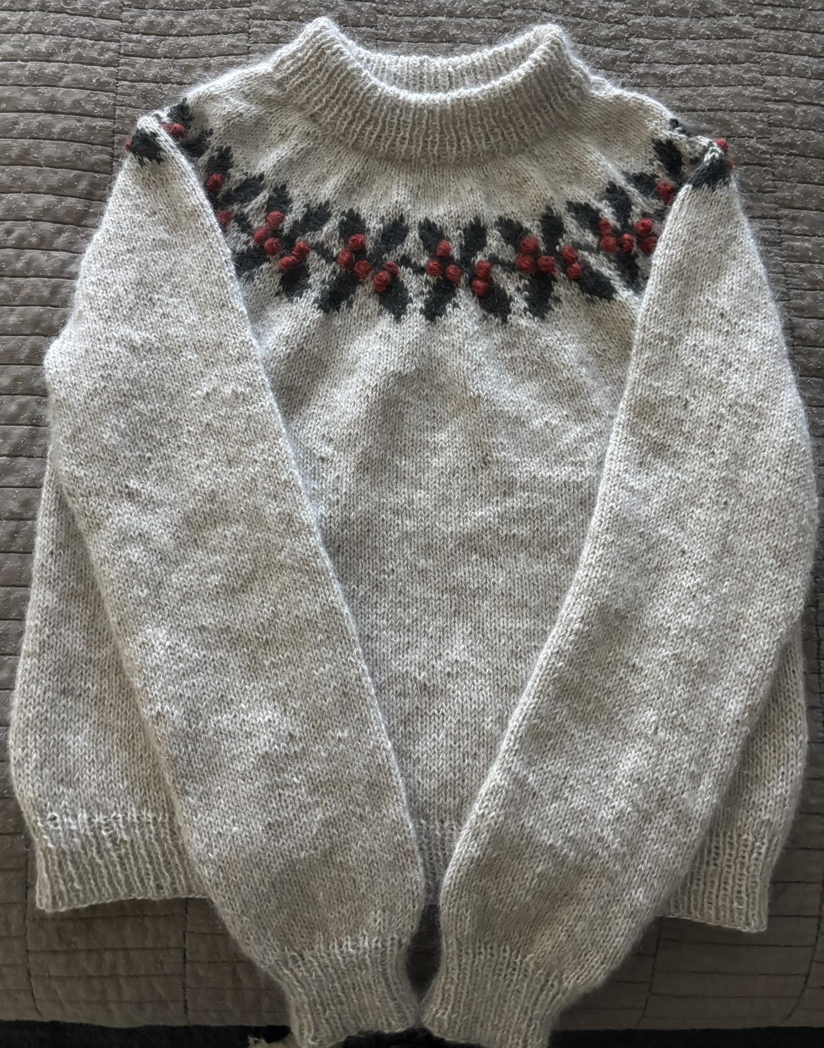 Merino and silk mohair holly sweater knitting project