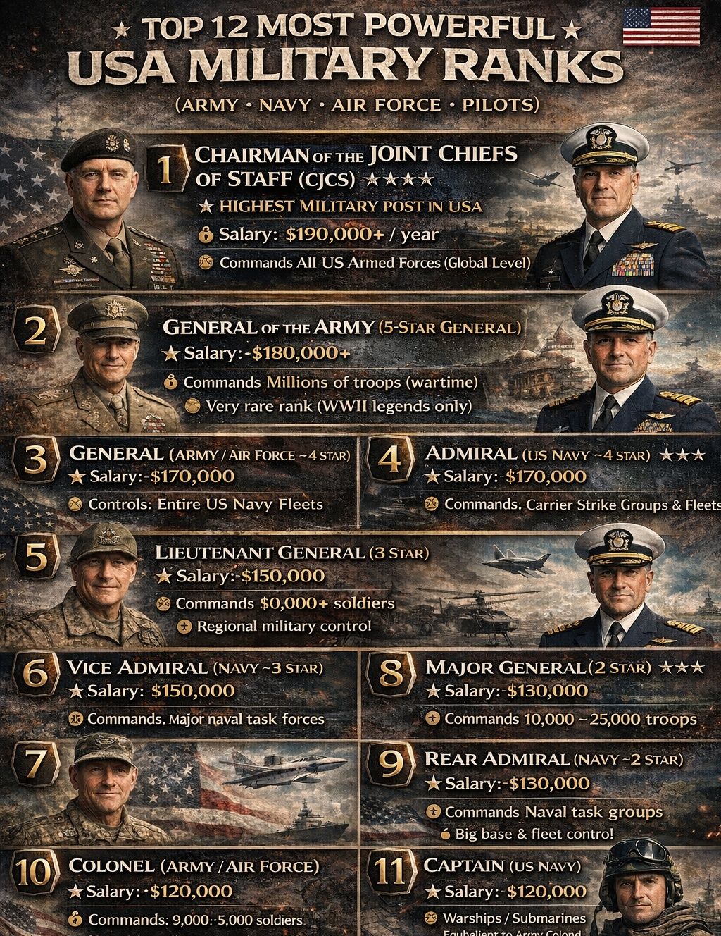 Irfan - Top 12 Most Powerful USA Military Ranks 🇺🇸⚔️ The United States ...