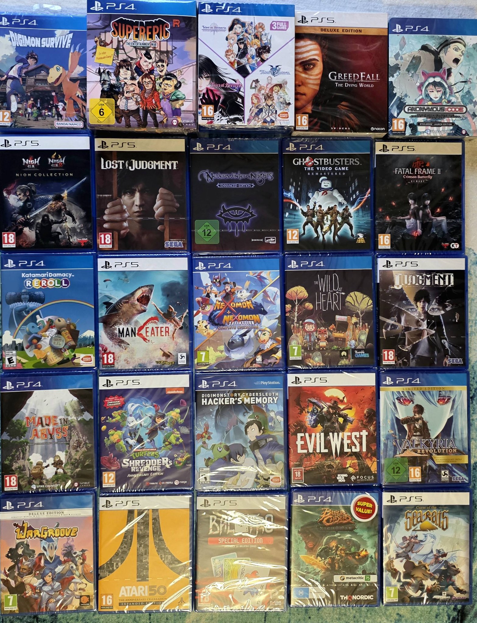PS4 and PS5 offline game collection with sealed titles